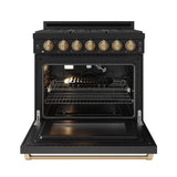 36 Inch Professional Liquid Propane Range With Precision Knob In Black and Bronze  Gordon Ramsay Series