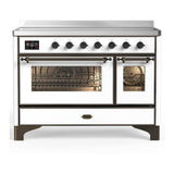 ILVE UMIB48NR3WHB Majestic III 48 inch Induction Range with 6 Elements, 5.02 cu. ft. Total Oven Capacity (Triple Glass Door, White, Burnished)