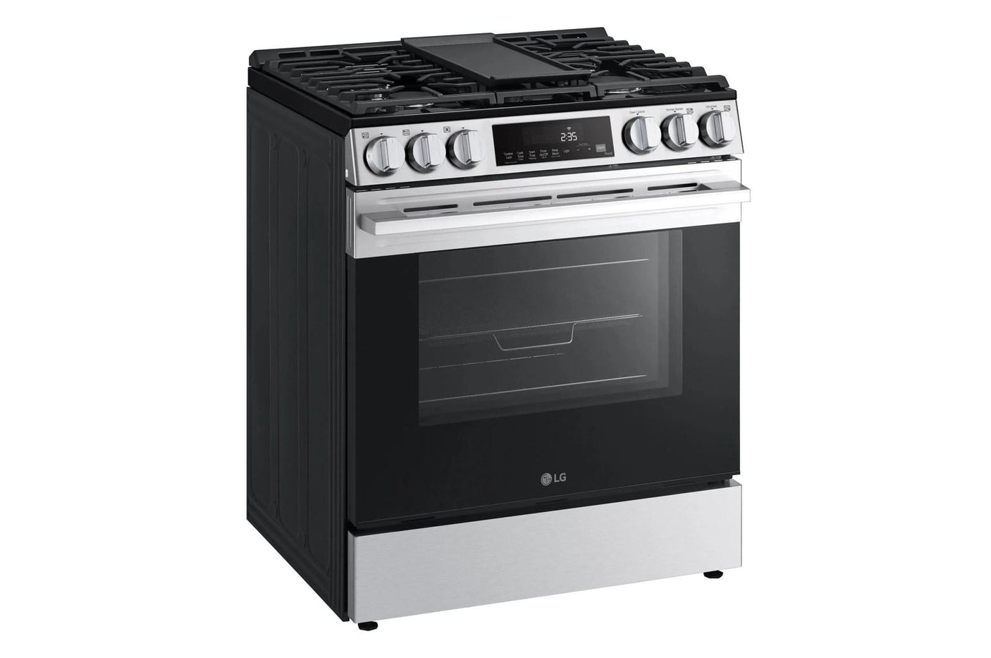 5.8 cu.ft. Smart Gas Single Oven Slide-in Range, Air Fry, Fan Convection, EasyClean®, Self Clean, ThinQ®, Printproof® Stainless Steel - New Handle