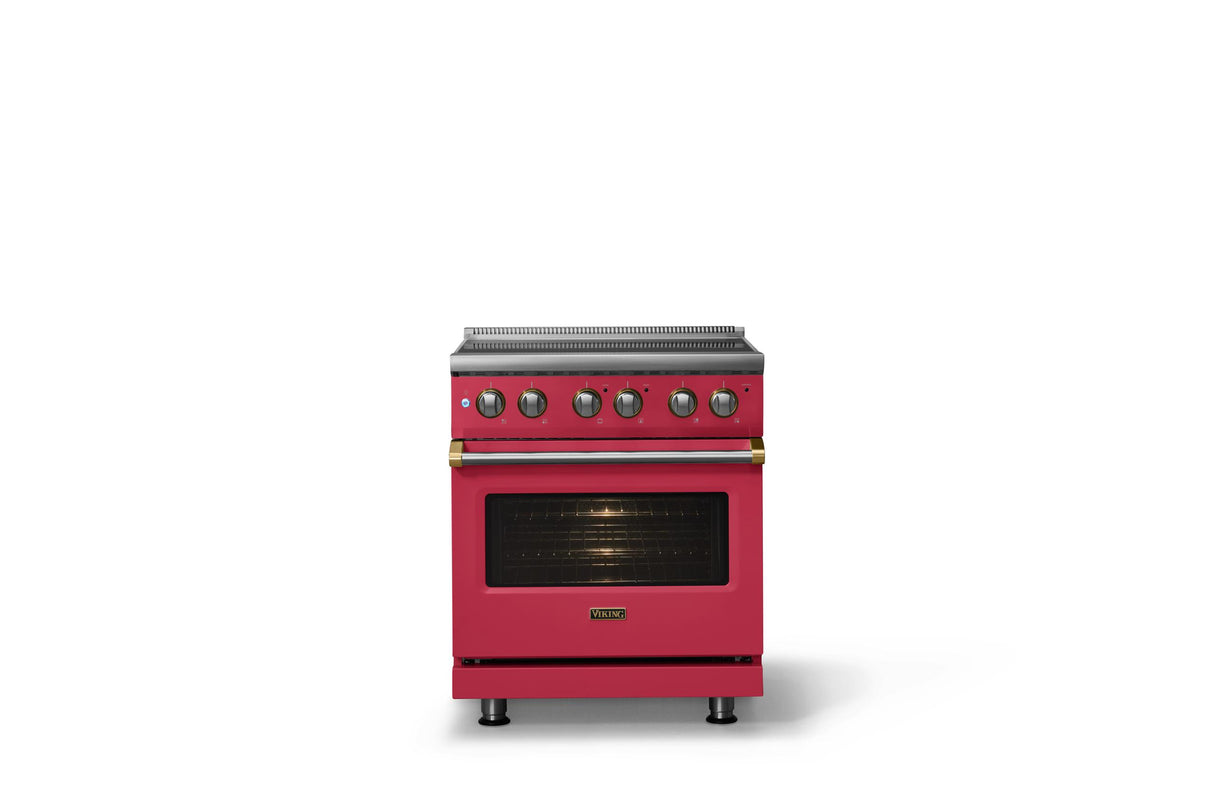 30"W. Electric Range (Finish: Valentine, Trim: Brushed Brass)