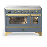 ILVE UMIB48NR3BGG Majestic III 48 inch Induction Range with 6 Elements, 5.02 cu. ft. Total Oven Capacity (Triple Glass Door, Blue Grey, Brass)