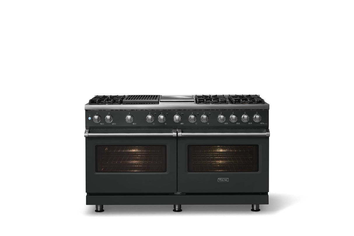 60"W.Dual Fuel Range (Finish: Antique Bronze, Trim: Polished Chrome, Fuel: Natural Gas)