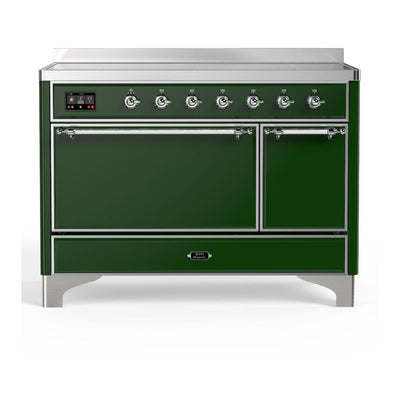 ILVE UMIB48QNR3EGC Majestic III 48 inch Induction Range with 6 Elements, 5.02 cu. ft. Total Oven Capacity (Solid Door, Emerald Green, Chrome)