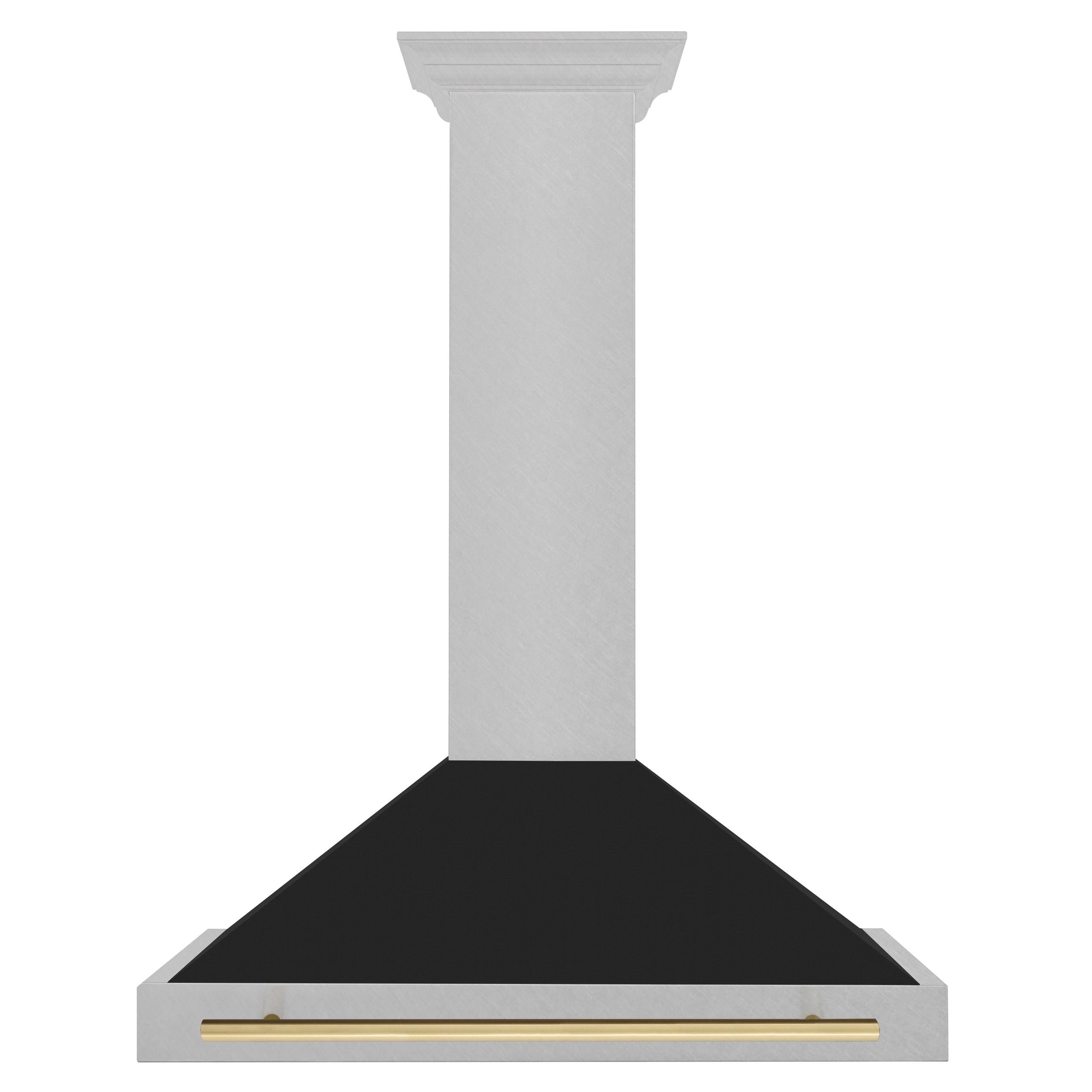 ZLINE 36 in. Autograph Edition Convertible Fingerprint Resistant DuraSnow' Stainless Steel Range Hood with Black Matte Shell and Champagne Bronze Handle (KB4SNZ-BLM36-CB)