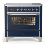 ILVE UMIB36NR3MBC Majestic III 36 inch Induction Range with 6 Elements, 3.5 cu. ft. Total Oven Capacity (Triple Glass Door, Midnight Blue, Chrome)