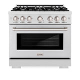 ZLINE 36 in. 5.2 cu. ft. Select Dual Fuel Range with 6 Burner Gas Cooktop and Electric Convection Oven in DuraSnow' Stainless Steel (HDRS-36)