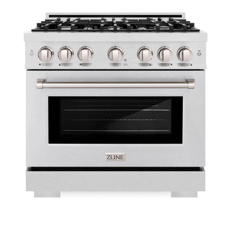 ZLINE 36 in. 5.2 cu. ft. Select Dual Fuel Range with 6 Burner Gas Cooktop and Electric Convection Oven in DuraSnow' Stainless Steel (HDRS-36)