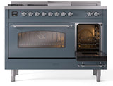 Nostalgie II 48 Inch Dual Fuel Liquid Propane Freestanding Range in Blue Grey with Chrome Trim
