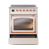 ILVE UNI304NMPAWP Nostalgie II Noblesse 30 inch Induction Range (Triple Glass Door, Antique White, Copper)