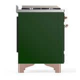 ILVE UM60FNR3EGP Majestic III 60 inch Dual Fuel Range with 9 Burners and Griddle, Dual Function Burner up to 25,000 BTU (Natural Gas, Triple Glass Door, Emerald Green, Copper)