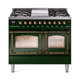 ILVE UND40FNMPEGBLP Nostalgie II Noblesse 40 inch Dual Fuel Range (Liquid Propane, Triple Glass Door, Emerald Green, Burnished)