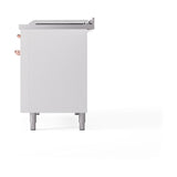 ILVE UN48FSQNMPWHP Nostalgie II Noblesse 48 inch Dual Fuel Range (5 Sealed Burners + Griddle + French Top, Natural Gas, Solid Door, White, Copper)