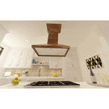 ZLINE 42 in. Wooden Island Mount Range Hood in Walnut - Includes Remote Motor