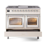 ILVE UND40FNMPAWCLP Nostalgie II Noblesse 40 inch Dual Fuel Range (Liquid Propane, Triple Glass Door, Antique White, Chrome)