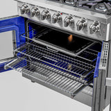 Forno Massimo 36-Inch Freestanding French Door Gas Range, 6 Burners, Convection Oven, Energy Efficient