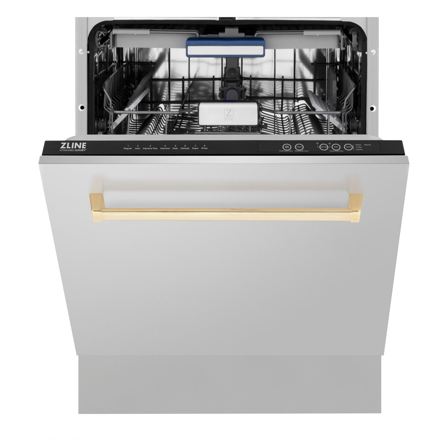 ZLINE Autograph Edition 24" 3rd Rack Top Control Tall Tub Dishwasher in Stainless Steel with Accent Handle, 51dBa (DWVZ-304-24) [Color: Gold]
