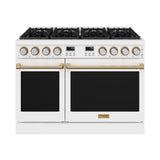 48 Inch Contemporary Professional Gas Range In White/bronze