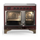 ILVE UMDIB40NR3BUB Majestic III 40 inch Induction Range with 6 Elements, 3.82 cu. ft. Total Oven Capacity (Triple Glass Door, Burgundy, Burnished)