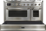 Majestic II 48 Inch Dual Fuel Natural Gas Freestanding Range in Stainless Steel with Chrome Trim
