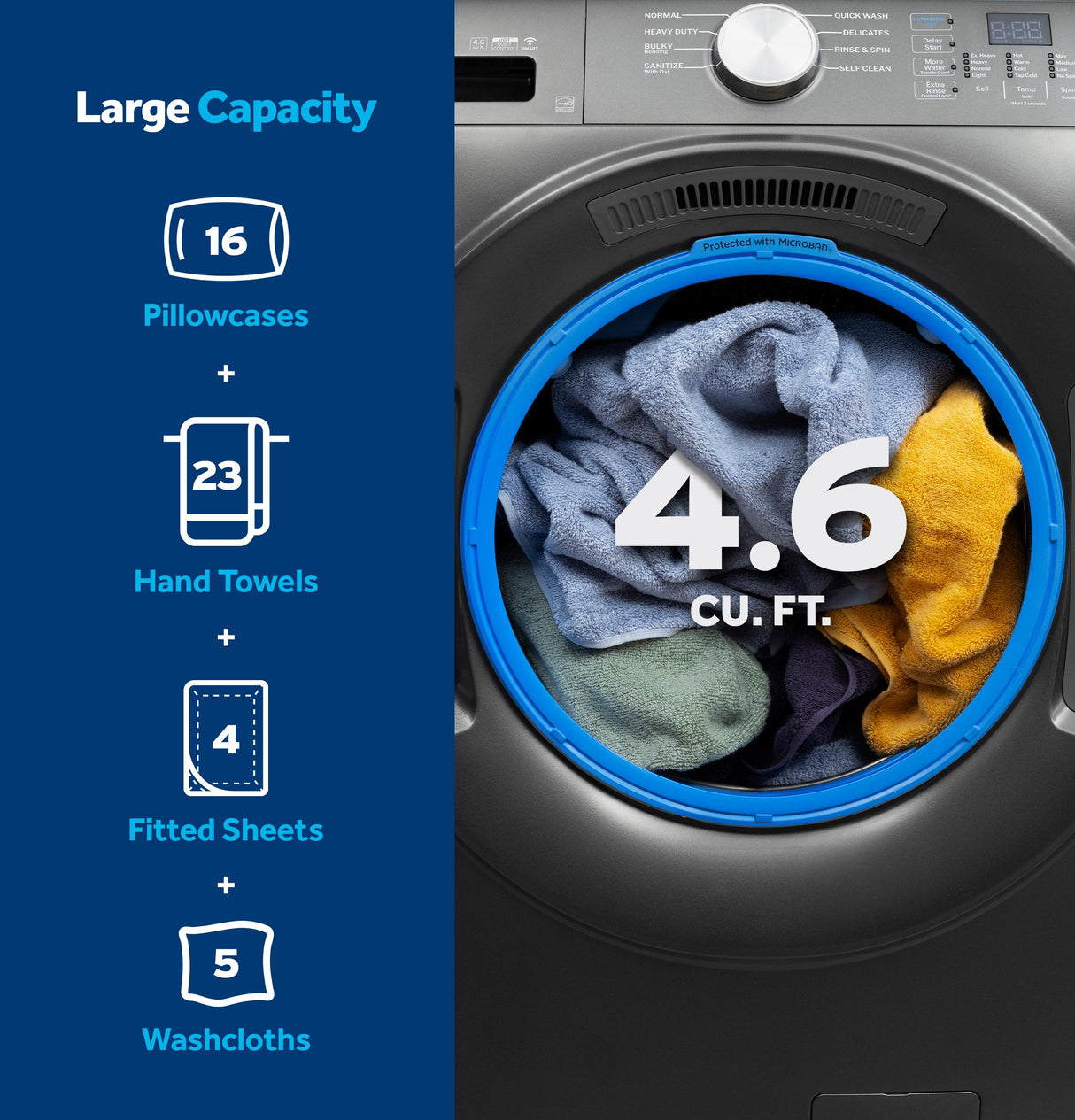 GE® ENERGY STAR® 4.6 cu. ft. Capacity Smart Front Load Washer with UltraFresh Vent System with OdorBlock™