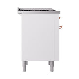 ILVE UN36FQNMPWHPLP Nostalgie II Noblesse 36 inch Dual Fuel Range (Liquid Propane, Solid Door, White, Copper)
