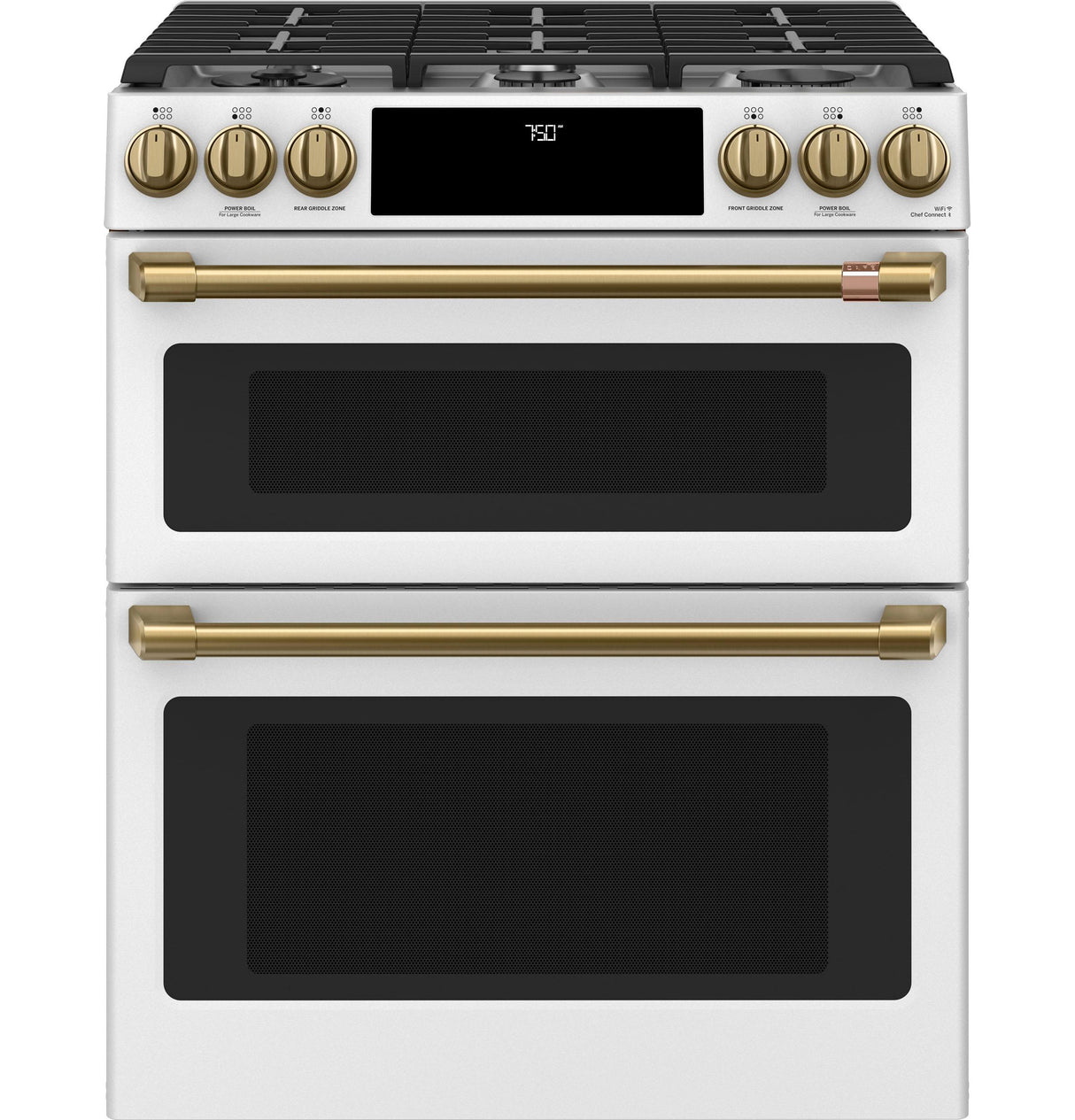 Café™ 30" Smart Slide-In, Front-Control, Gas Double-Oven Range with Convection