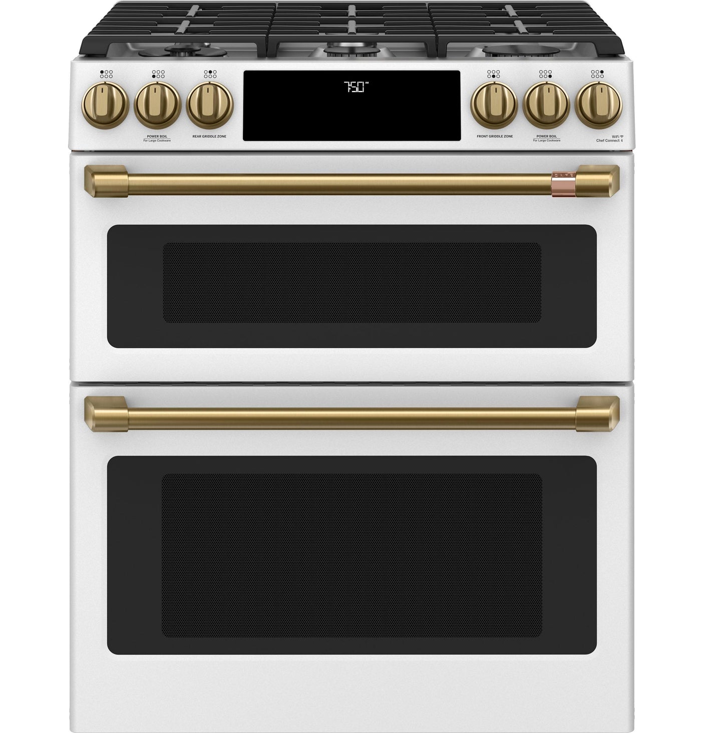 Café™ 30" Smart Slide-In, Front-Control, Gas Double-Oven Range with Convection
