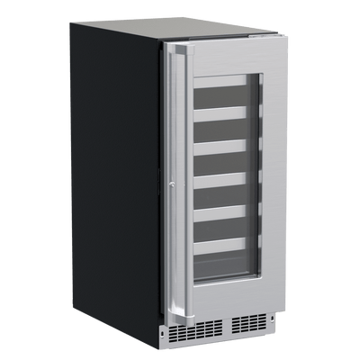 15-In Professional Built-In Single Zone Wine Refrigerator With Reversible Hinge with Door Style - Stainless Steel Frame Glass, Lock - Yes