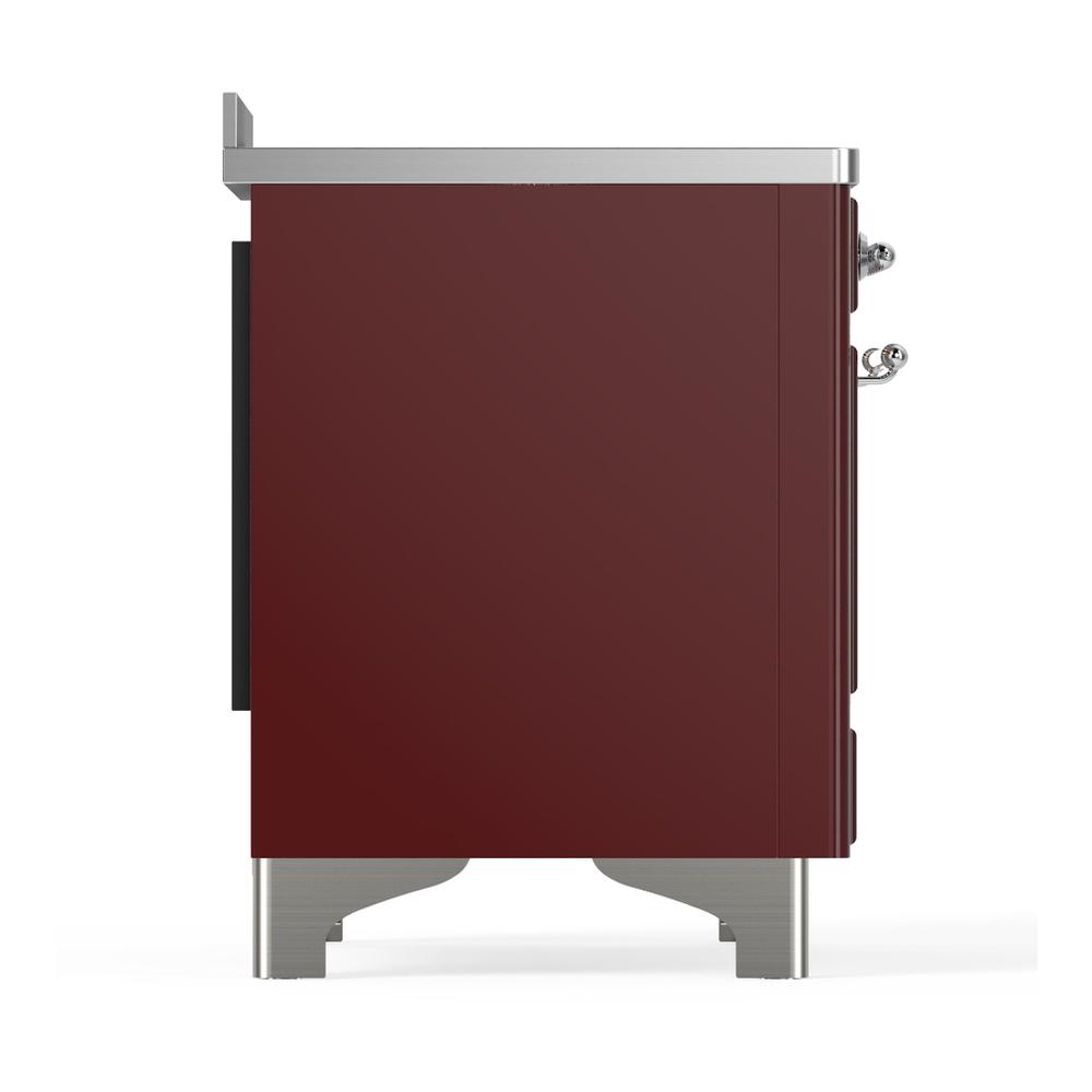 ILVE UMIB48QNR3BUC Majestic III 48 inch Induction Range with 6 Elements, 5.02 cu. ft. Total Oven Capacity (Solid Door, Burgundy, Chrome)