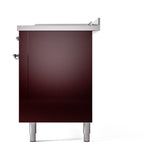ILVE UN60FSQNMPBUCLP Nostalgie II Noblesse 60 inch Dual Fuel Range (7 Sealed Burners + Griddle + French Top, Liquid Propane, Solid Door, Burgundy, Chrome)