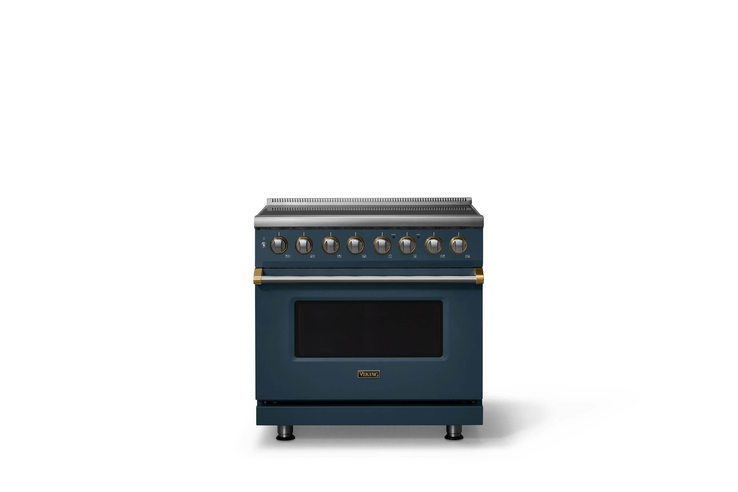 36"W. Induction Range (Finish: Squall, Trim: Brushed Brass)