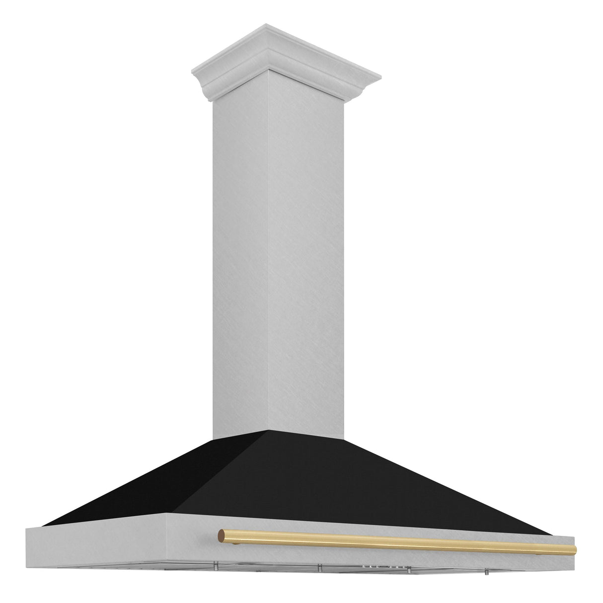 ZLINE 48 in. Autograph Edition Convertible Fingerprint Resistant DuraSnow' Stainless Steel Range Hood with Black Matte Shell and Champagne Bronze Handle (KB4SNZ-BLM48-CB)