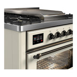 ILVE UM36FNR3AWB Majestic III 36 inch Dual Fuel Range with 6 Black Brass Burners and Griddle, Dual Function Burner up to 25,000 BTU (Triple Glass Door, Antique White, Burnished, Natural Gas)