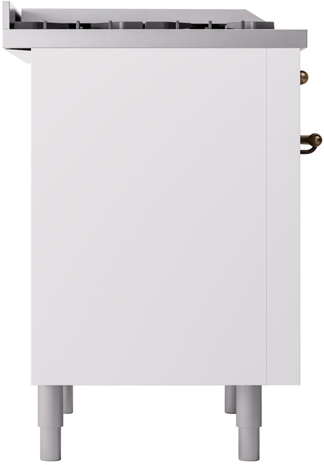 Nostalgie II 36 Inch Dual Fuel Liquid Propane Freestanding Range in White with Bronze Trim