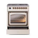 ILVE UN30NMPAWB Nostalgie II Noblesse 30 inch Dual Fuel Range (Natural Gas, Triple Glass Door, Antique White, Burnished)