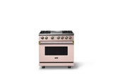 36"W. Dual Fuel Range (Burner: 4g, Finish: Blush, Trim: Brushed Brass, Fuel: Natural Gas)