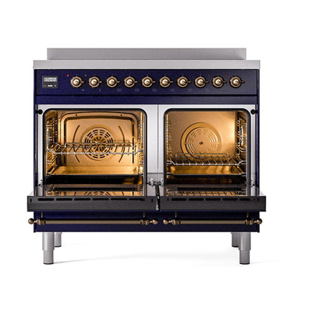 ILVE UNDI406QNMPMBB Nostalgie II Noblesse 40 inch Induction Range (Solid Door, Midnight Blue, Burnished)