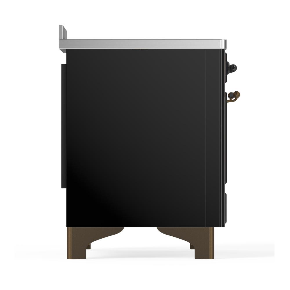 ILVE UMIB48QNR3BKB Majestic III 48 inch Induction Range with 6 Elements, 5.02 cu. ft. Total Oven Capacity (Solid Door, Glossy Black, Burnished)