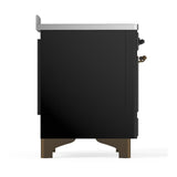ILVE UMIB48QNR3BKB Majestic III 48 inch Induction Range with 6 Elements, 5.02 cu. ft. Total Oven Capacity (Solid Door, Glossy Black, Burnished)