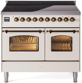 Nostalgie II 40 Inch Electric Freestanding Range in Antique White with Bronze Trim