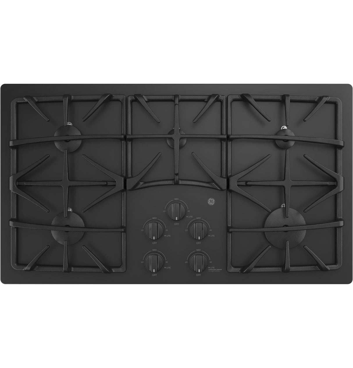 GE® 36" Built-In Gas on Glass Cooktop with 5 Burners and Dishwasher Safe Grates