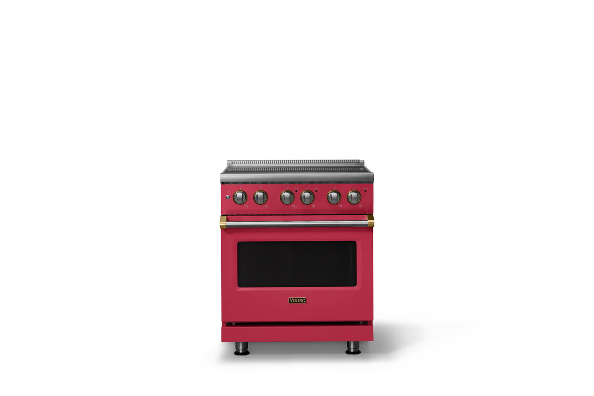 30"W. Electric Range (Finish: Valentine, Trim: Brushed Brass)