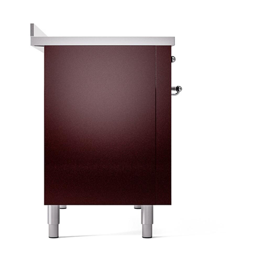 ILVE UNI486QNMPBUC Nostalgie II Noblesse 48 inch Induction Range (Solid Door, Burgundy, Chrome)