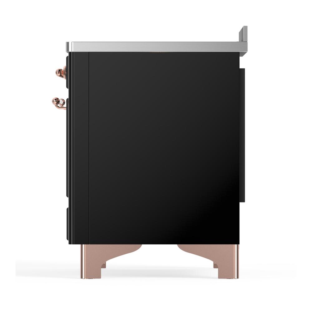 ILVE UMIB48NR3BKP Majestic III 48 inch Induction Range with 6 Elements, 5.02 cu. ft. Total Oven Capacity (Triple Glass Door, Glossy Black, Copper)