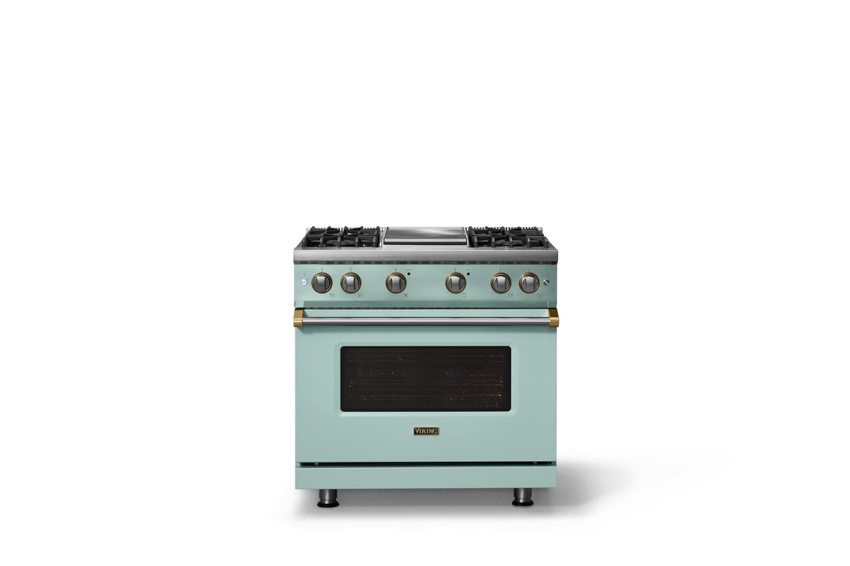 36"W. Sealed Burner Gas Range (Burner: 4g, Finish: Splash, Trim: Polished Chrome, Fuel: Propane)