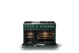 48"W. Dual Fuel Range (Burner: 6g, Finish: Ivy, Trim: Polished Chrome, Fuel: Natural Gas)