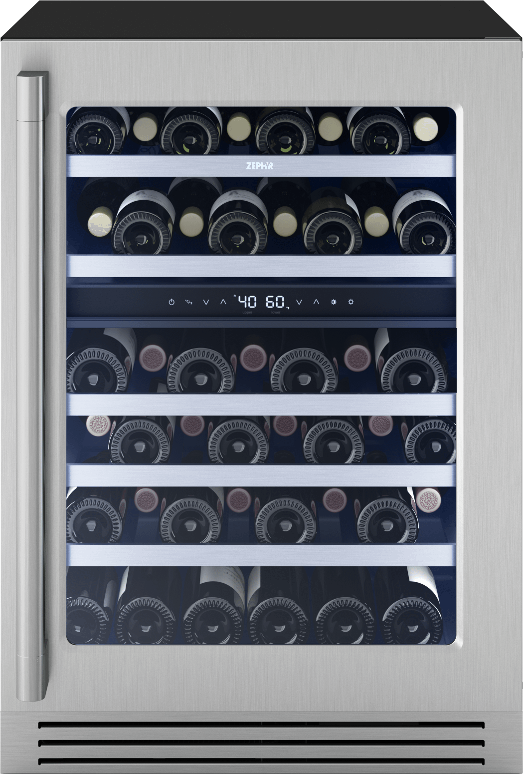 Presrv Pro Wine Cooler, 24in Under Cabinet, SS+Glass, Reverse Door, 2 Zone
