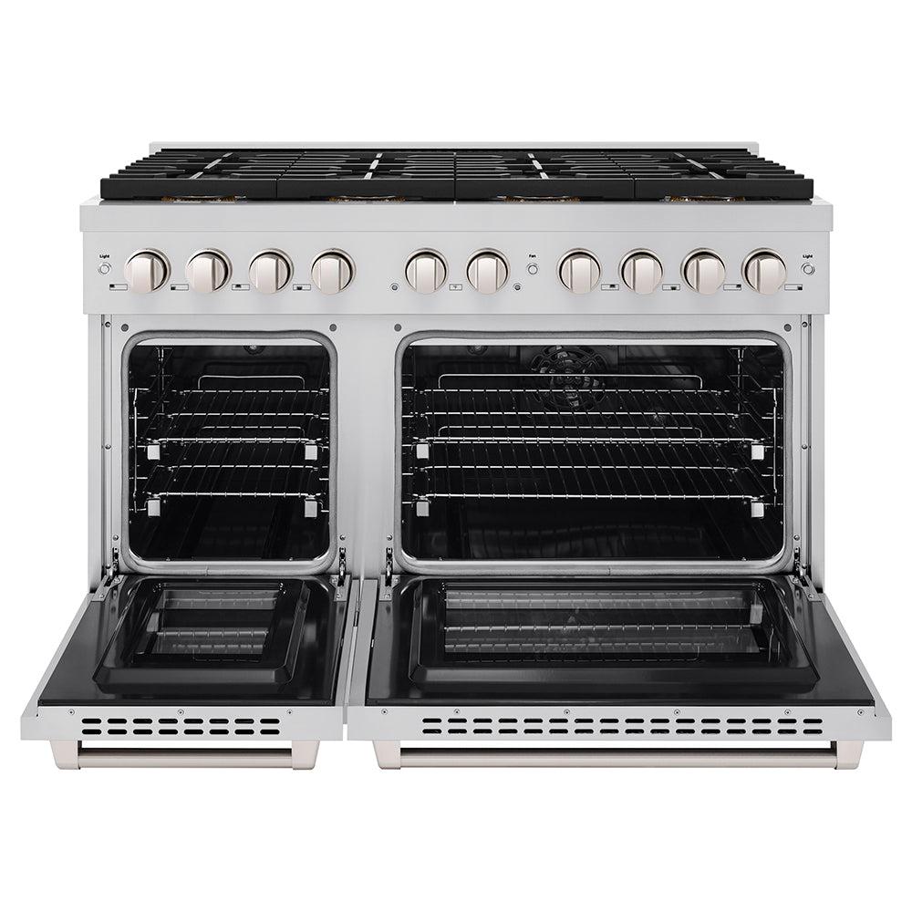 ZLINE 48 in. 6.7 cu. ft. Paramount Dual Fuel Range with 8 Burner DuoPro? Cooktop and Dual Ovens in Stainless Steel (PSDR48)