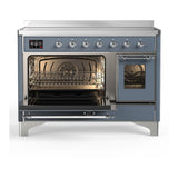 ILVE UMIB48NR3BGC Majestic III 48 inch Induction Range with 6 Elements, 5.02 cu. ft. Total Oven Capacity (Triple Glass Door, Blue Grey, Chrome)