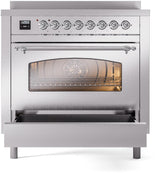 Nostalgie II 36 Inch Electric Freestanding Range in Stainless Steel with Chrome Trim